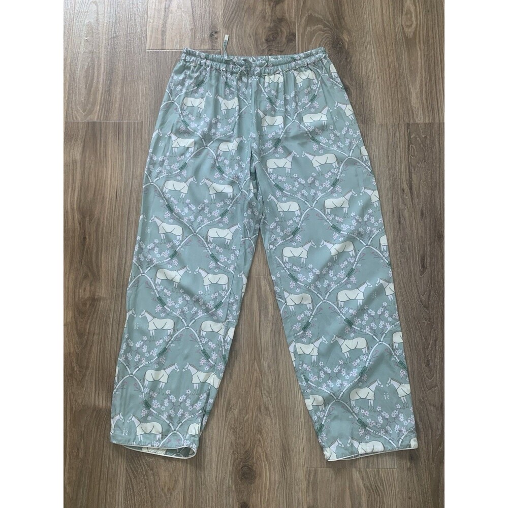 Ronner Design Size XL Equestrian Horse Print Pajama Pants Blue Rönner